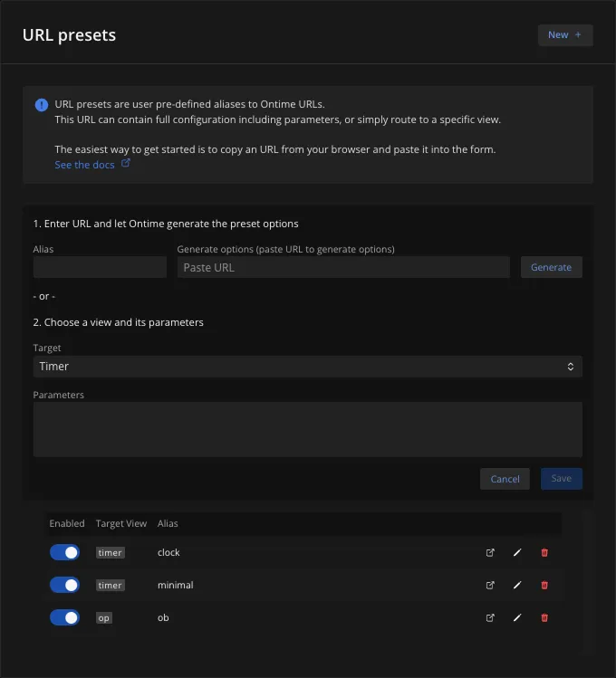 URL Presets
